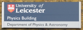 Sign on Physics Building, University of Leicester.