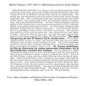 William Pearson - 1868 directory entry for South Kilworth