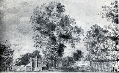 Sketch by Wallace of a village near Leicester.