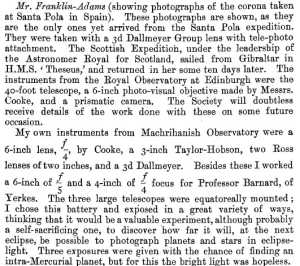 Franklin-Adams describing his astronomical instruments