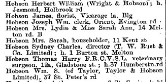 Hobsons in Wright's Directory, 1903