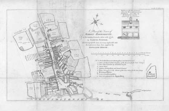 Map of Market Harborough in 1776