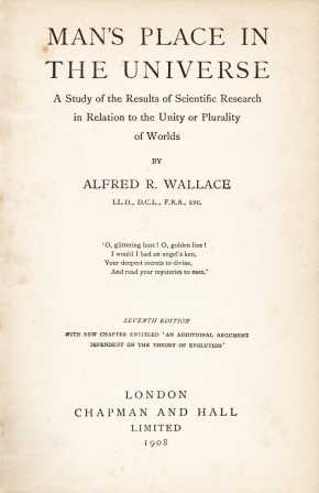 Title page of 1908 edition of Man's Place In The Universe